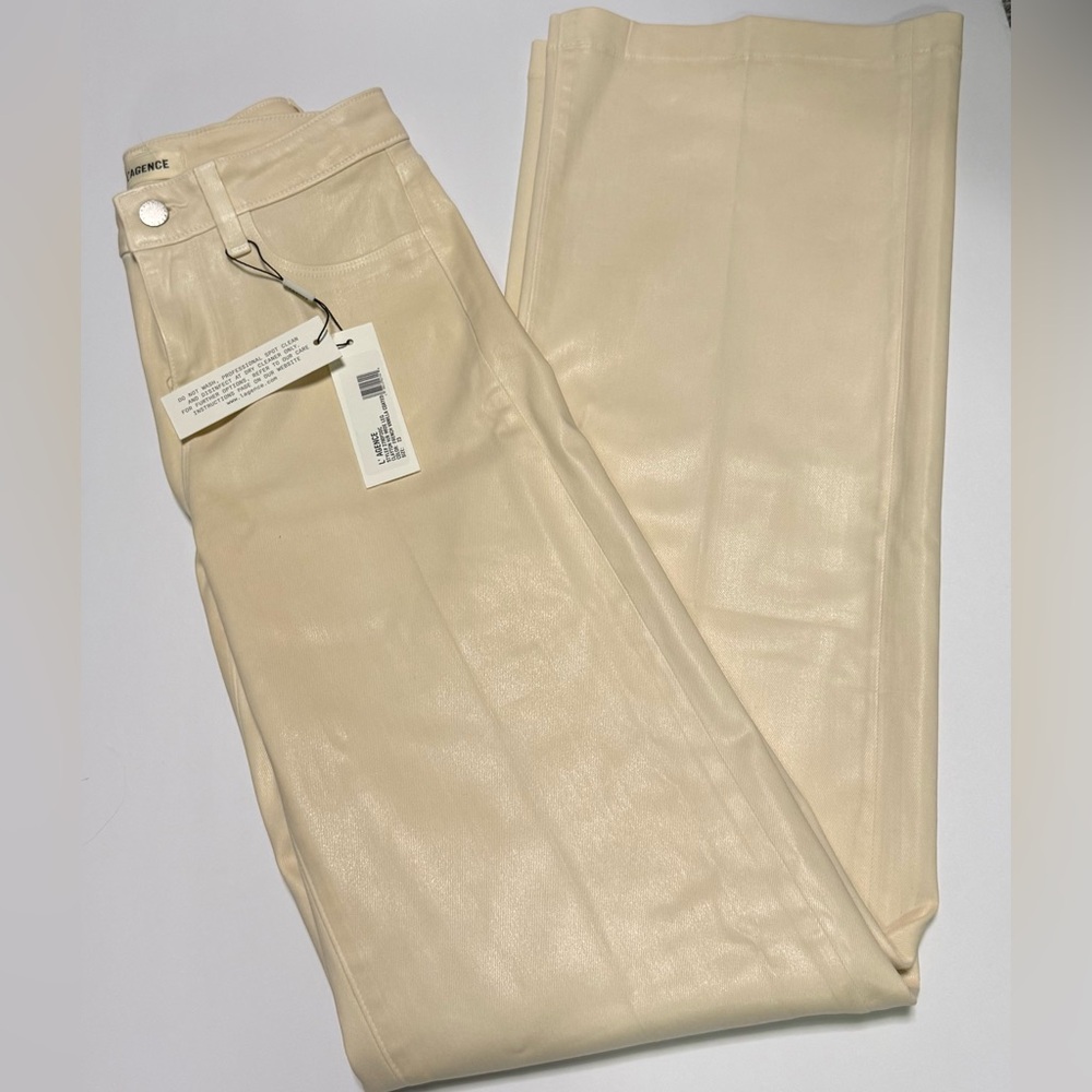 L’Agence Clayton Wide-Leg Coated Jean | NWT | Sz. 23 | French Vanilla | Cream - Picture 9 of 16